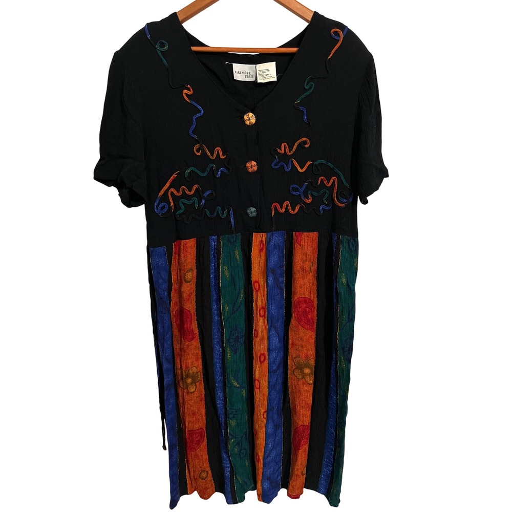 Vintage Halmode Plus Bright Textured Short-Sleeved Dress Women's‎ Size 16W